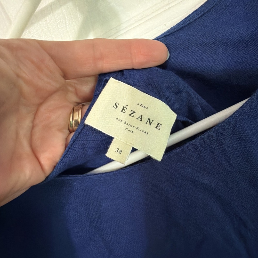Sezane Candice Two Way Babydoll Dress Linen Blend Size 38/6 Button Back - Picture 5 of 6
